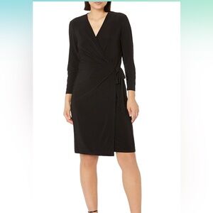 Anne Klein Women's Classic V-Neck Faux Wrap Dress size L